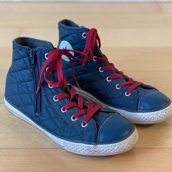 Kids Converse Chuck Taylor All Star High Top Sneakers Youth 5 Navy Zipper - Picture 1 of 14